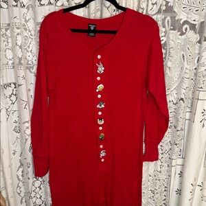 Warner‎ Bros. Red Button-Down one piece pajama